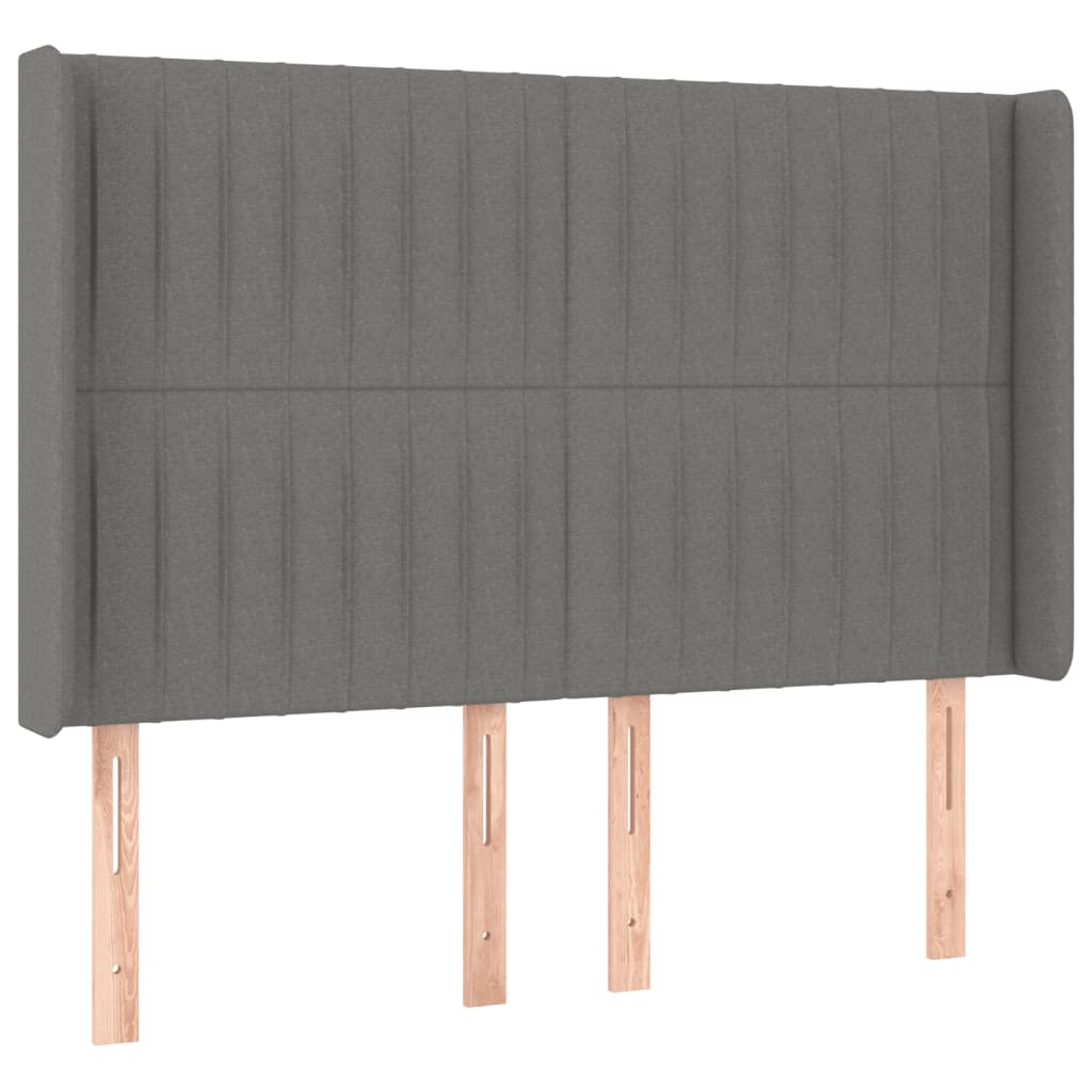 Cama box spring c/ colchão e LED 140x200 cm tecido cinza-escuro