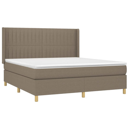 Cama box spring colchão/LED 160x200 cm tecido cinza-acastanhado