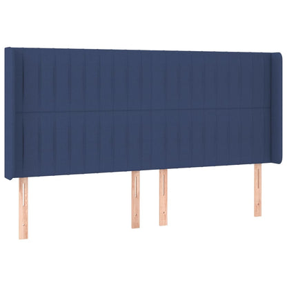 Cama box spring c/ colchão e LED 160x200 cm tecido azul