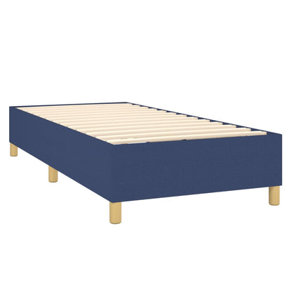 Cama box spring c/ colchão e LED 90x190 cm tecido azul