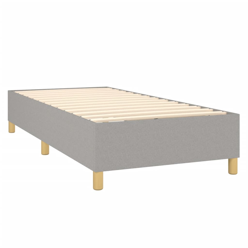 Cama box spring c/ colchão e LED 100x200 cm tecido cinza-claro