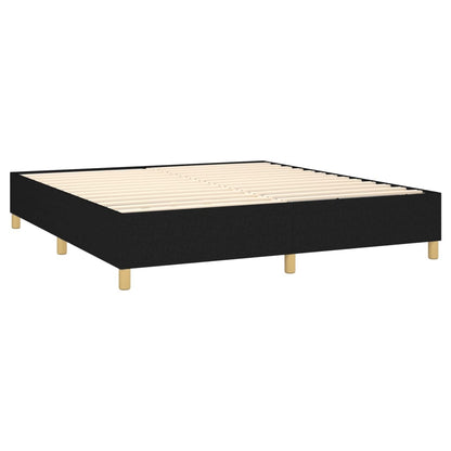 Cama box spring c/ colchão e LED 160x200 cm tecido preto