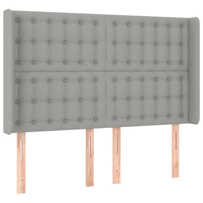 Cama box spring c/ colchão e LED 140x190 cm tecido cinza-claro