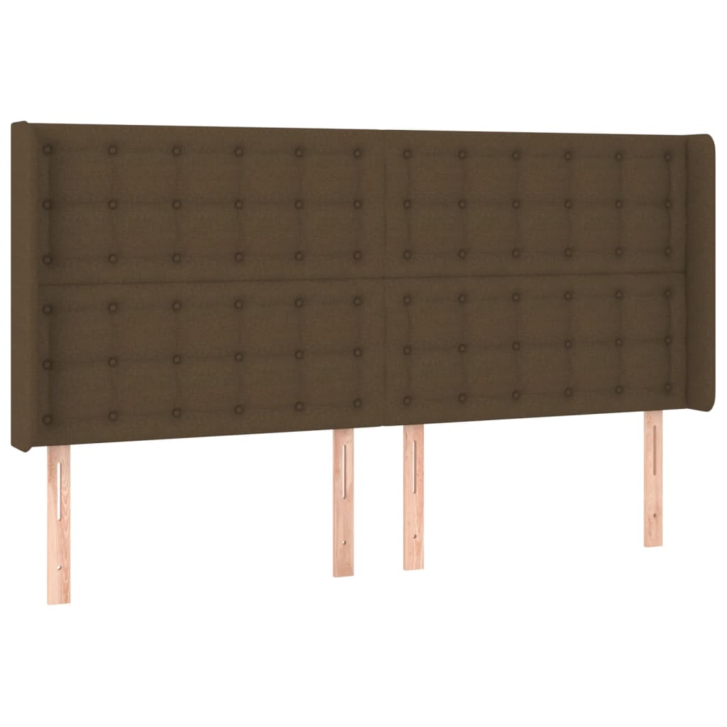 Cama box spring c/ colchão/LED 160x200cm tecido castanho-escuro