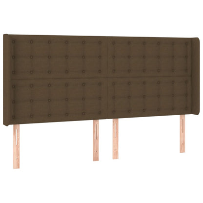 Cama box spring c/ colchão/LED 160x200cm tecido castanho-escuro