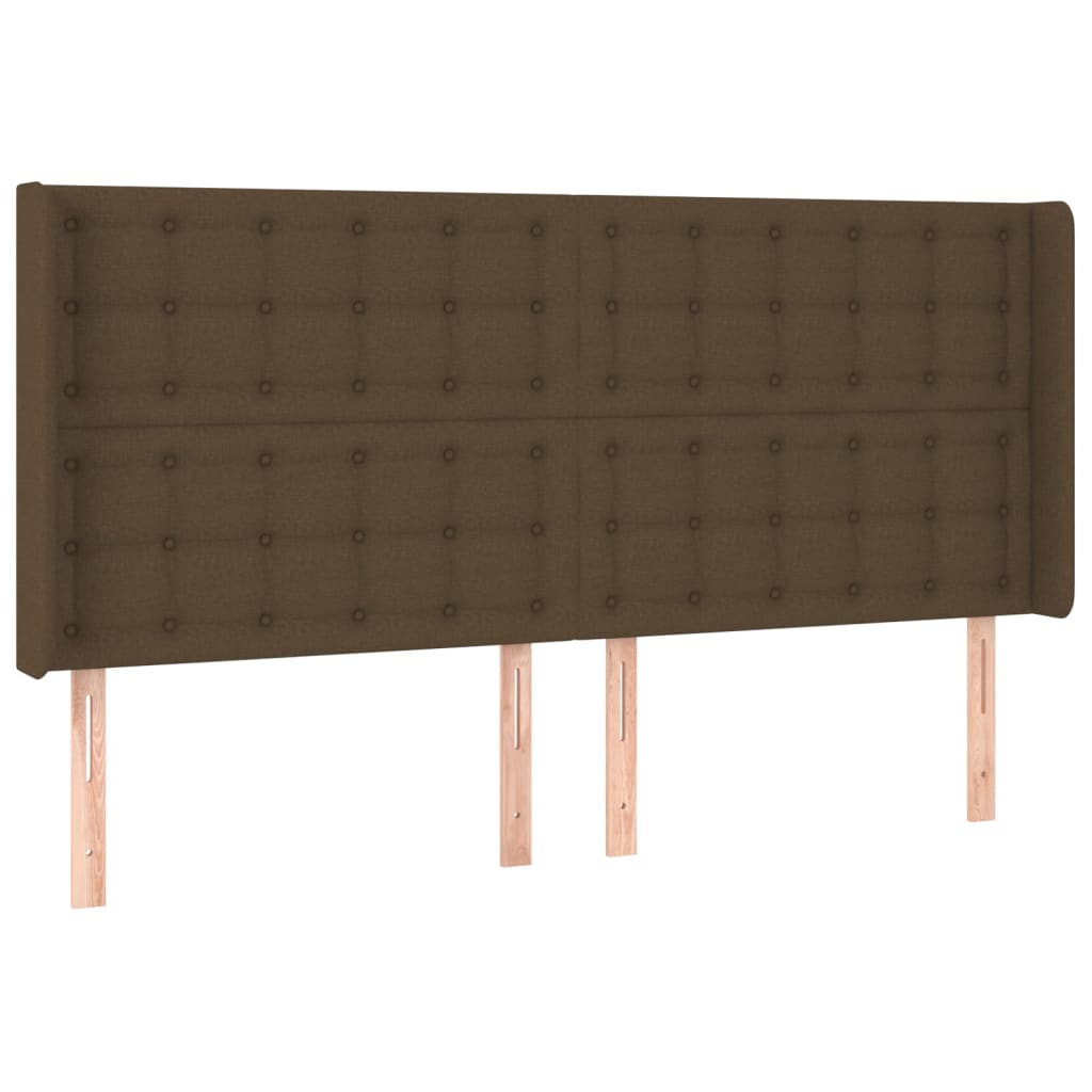 Cama box spring c/ colchão/LED 200x200cm tecido castanho-escuro