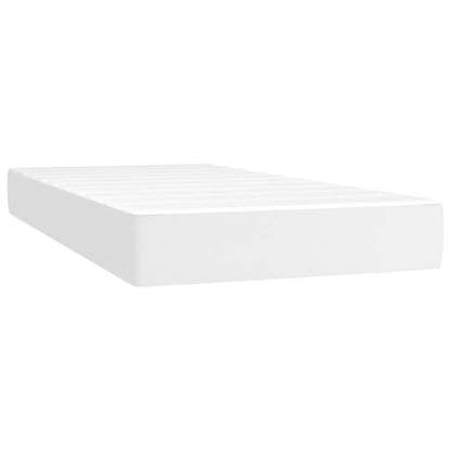 Cama box spring c/ colchão/LED 80x200cm couro artificial branco