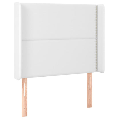 Cama box spring c/ colchão/LED 90x190cm couro artificial branco