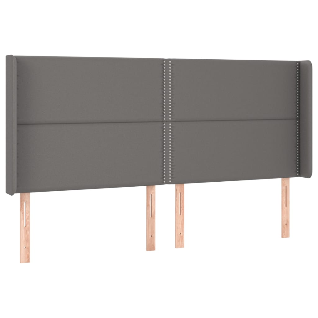 Cama box spring c/ colchão/LED 180x200cm couro artificial cinza