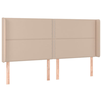 Cama box spring c/colchão/LED 200x200cm couro artif. cappuccino