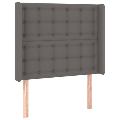 Cama box spring c/ colchão/LED 90x190 cm couro artificial cinza