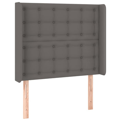 Cama box spring c/ colchão/LED 90x200 cm couro artificial cinza