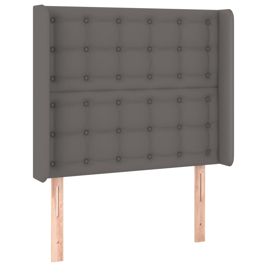 Cama box spring c/ colchão/LED 100x200cm couro artificial cinza