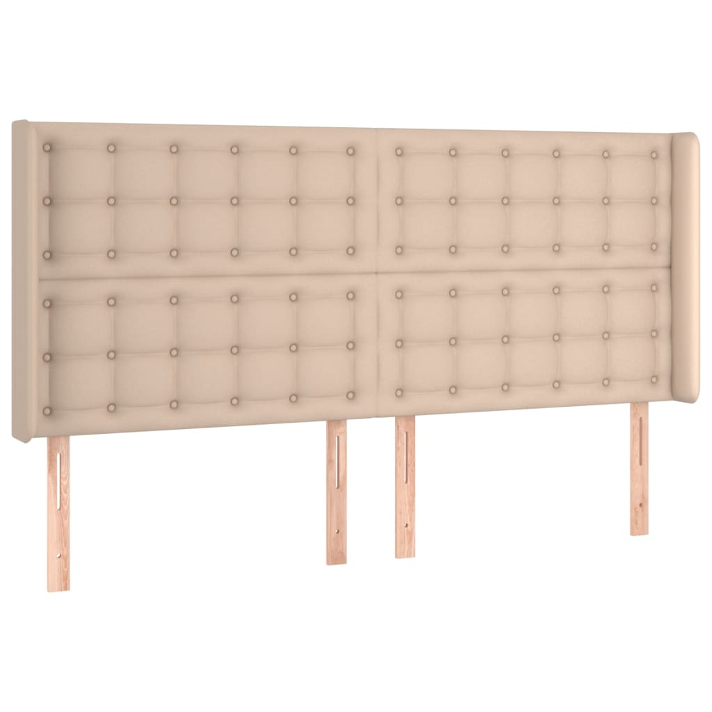 Cama box spring c/colchão/LED 180x200cm couro artif. cappuccino