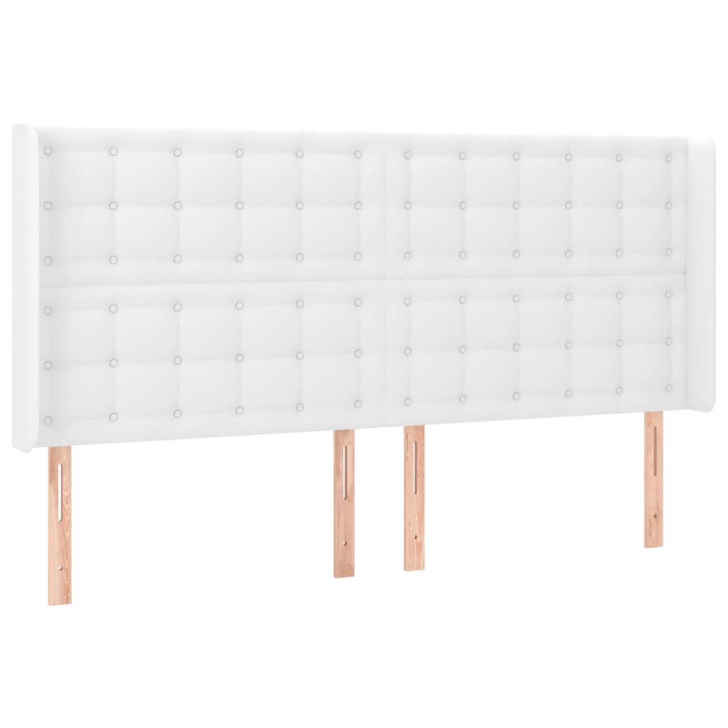 Cama box spring c/colchão/LED 200x200cm couro artificial branco