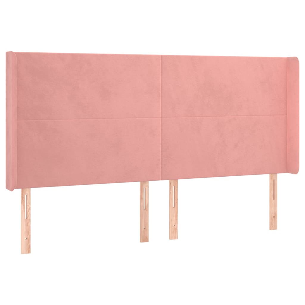 Cama box spring c/ colchão/LED 160x200 cm veludo rosa