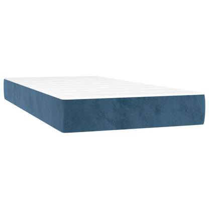 Cama box spring c/ colchão/LED 90x190 cm veludo azul-escuro