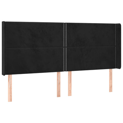 Cama box spring c/ colchão/LED 160x200 cm veludo preto