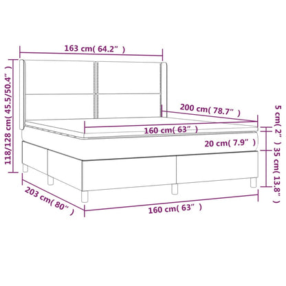 Cama box spring c/ colchão/LED 160x200 cm veludo rosa