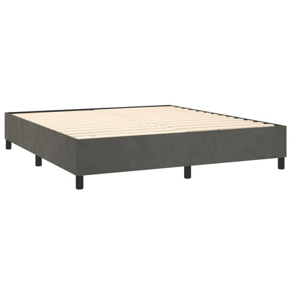 Cama box spring c/ colchão/LED 180x200cm veludo cinzento-escuro