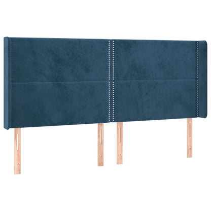 Cama box spring c/ colchão/LED 180x200 cm veludo azul-escuro