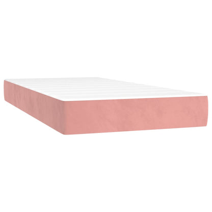 Cama box spring c/ colchão/LED 200x200 cm veludo rosa