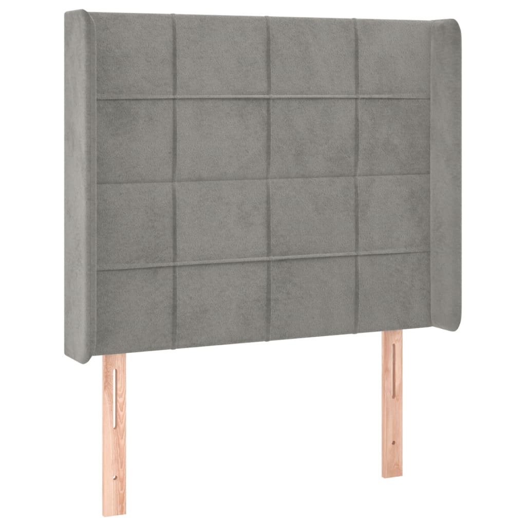 Cama box spring c/ colchão/LED 80x200 cm veludo cinzento-claro