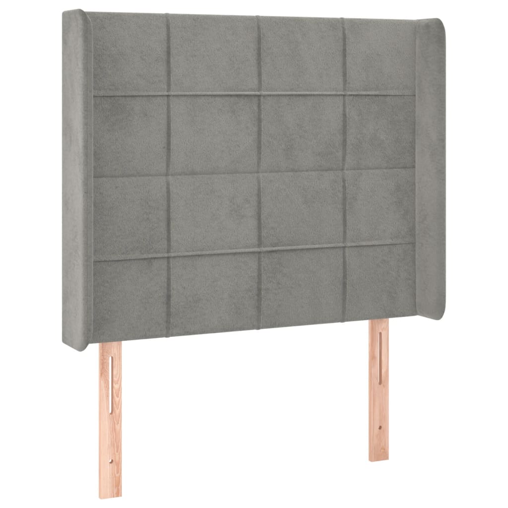 Cama box spring c/ colchão/LED 90x190 cm veludo cinzento-claro