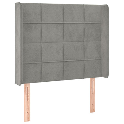 Cama box spring c/ colchão/LED 90x190 cm veludo cinzento-claro