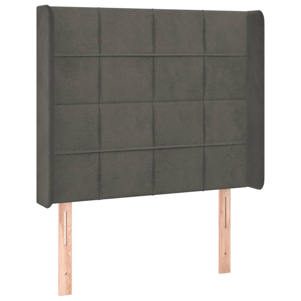 Cama box spring c/ colchão/LED 90x190 cm veludo cinzento-escuro