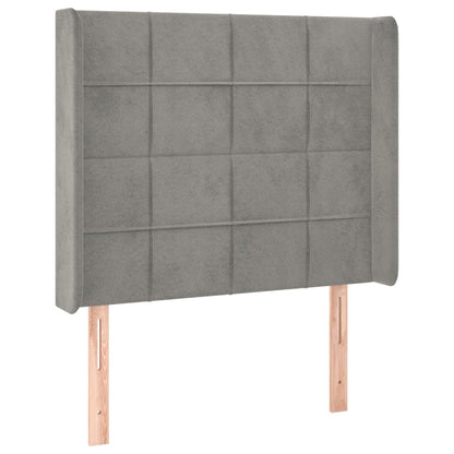 Cama box spring c/ colchão/LED 100x200 cm veludo cinzento-claro