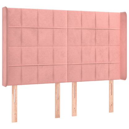 Cama box spring c/ colchão/LED 140x200 cm veludo rosa