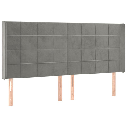 Cama box spring c/ colchão/LED 180x200 cm veludo cinzento-claro