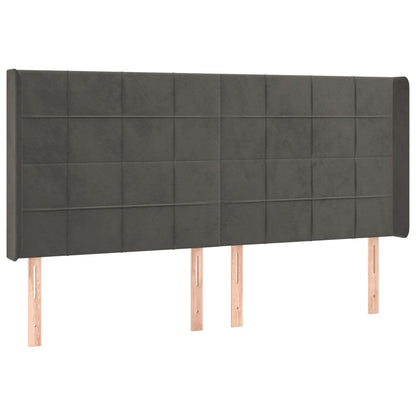 Cama box spring c/ colchão/LED 180x200cm veludo cinzento-escuro