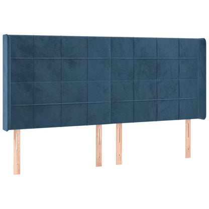 Cama box spring c/ colchão/LED 180x200 cm veludo azul-escuro