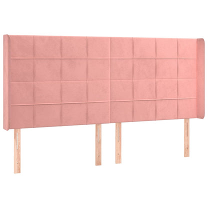 Cama box spring c/ colchão/LED 180x200 cm veludo rosa