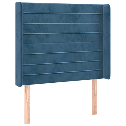 Cama box spring c/ colchão/LED 80x200 cm veludo azul-escuro