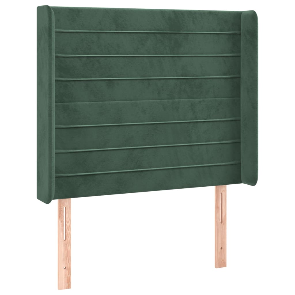 Cama box spring c/ colchão/LED 90x190 cm veludo verde-escuro