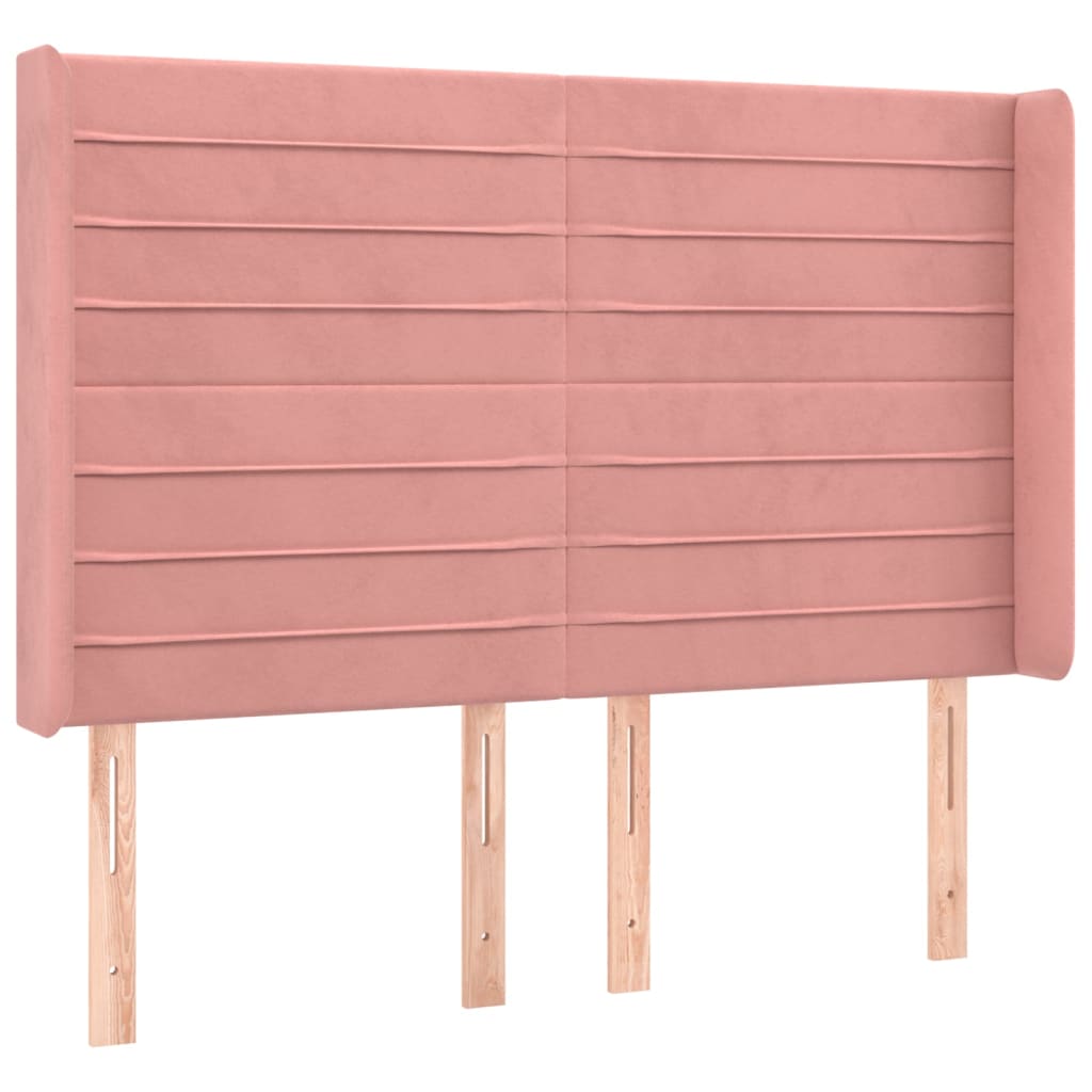 Cama box spring c/ colchão/LED 140x190 cm veludo rosa