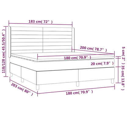 Cama box spring c/ colchão/LED 180x200 cm veludo preto