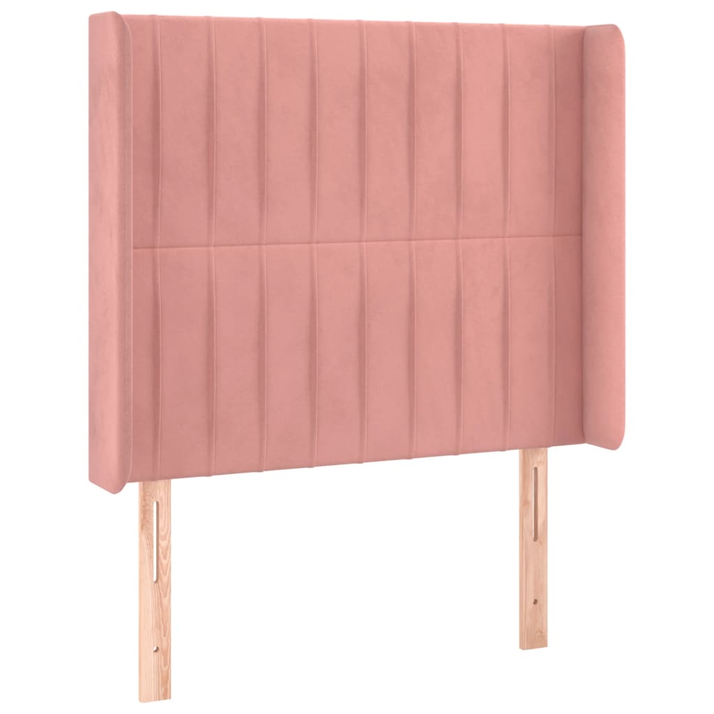 Cama box spring c/ colchão/LED 80x200 cm veludo rosa