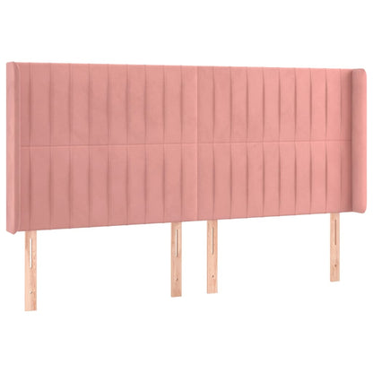 Cama box spring c/ colchão/LED 160x200 cm veludo rosa