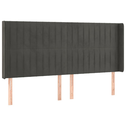 Cama box spring c/ colchão/LED 180x200cm veludo cinzento-escuro