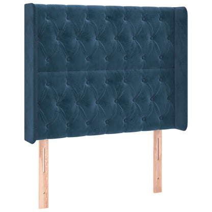 Cama box spring c/ colchão/LED 90x190 cm veludo azul-escuro