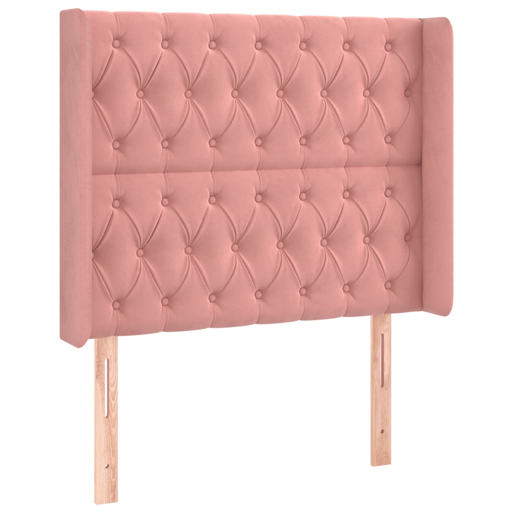 Cama box spring c/ colchão/LED 90x200 cm veludo rosa