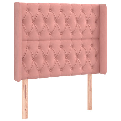 Cama box spring c/ colchão/LED 90x200 cm veludo rosa