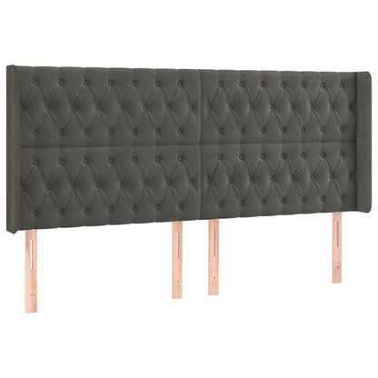 Cama box spring c/ colchão/LED 180x200cm veludo cinzento-escuro