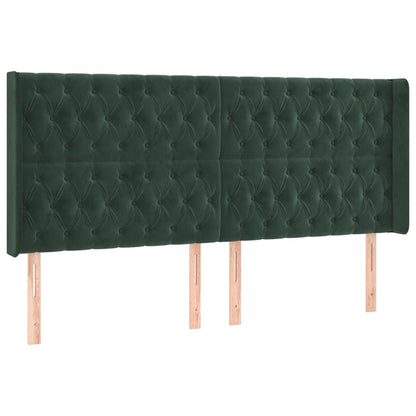 Cama box spring c/ colchão/LED 180x200 cm veludo verde-escuro