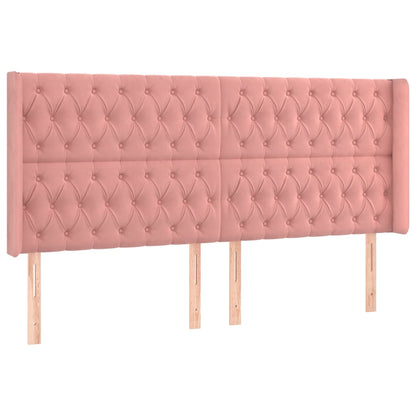 Cama box spring c/ colchão/LED 180x200 cm veludo rosa