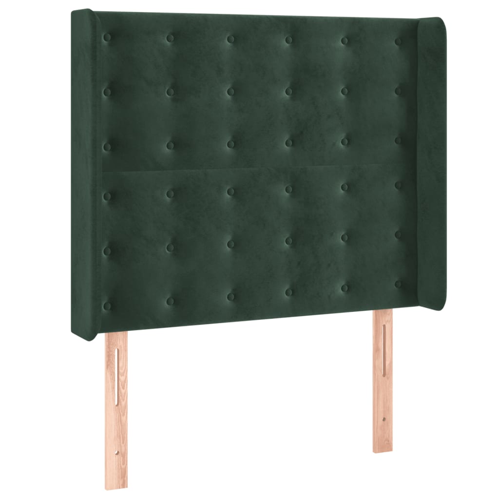 Cama box spring c/ colchão/LED 80x200 cm veludo verde-escuro